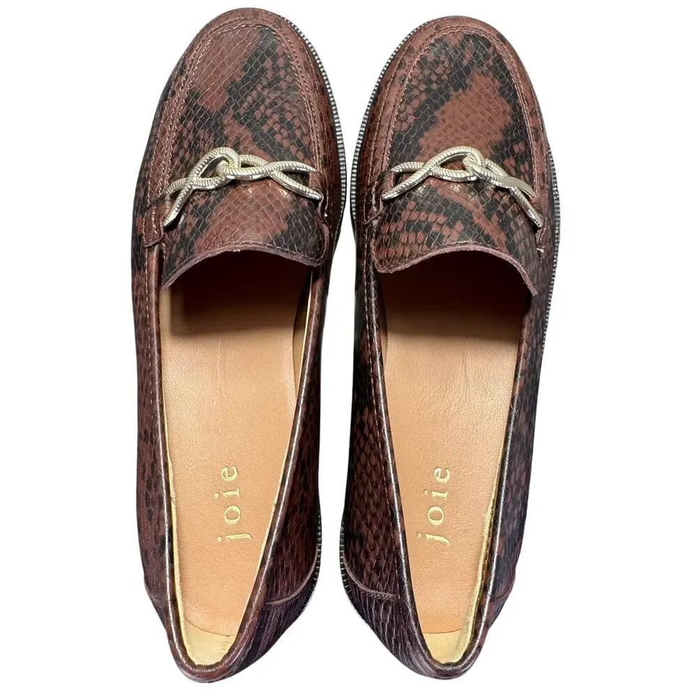 Joie Laila Loafer Cognac Snake Print Leather Slip-On Women’s Size 6.5M US
